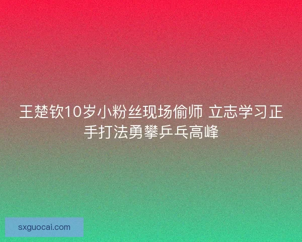 王楚钦10岁小粉丝现场偷师 立志学习正手打法勇攀乒乓高峰